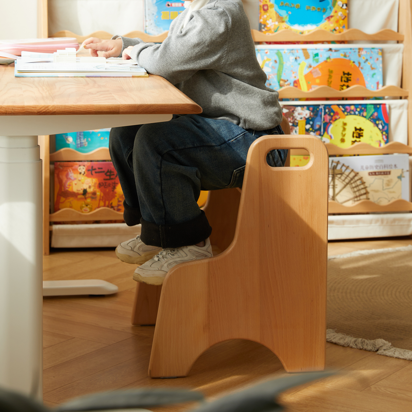 錦木-無垢材 キッズステップ台 子供用 洗面台 踏み台 ベビー トイレ ミニ階段 高さ調整 踏み台チェアキッズイス