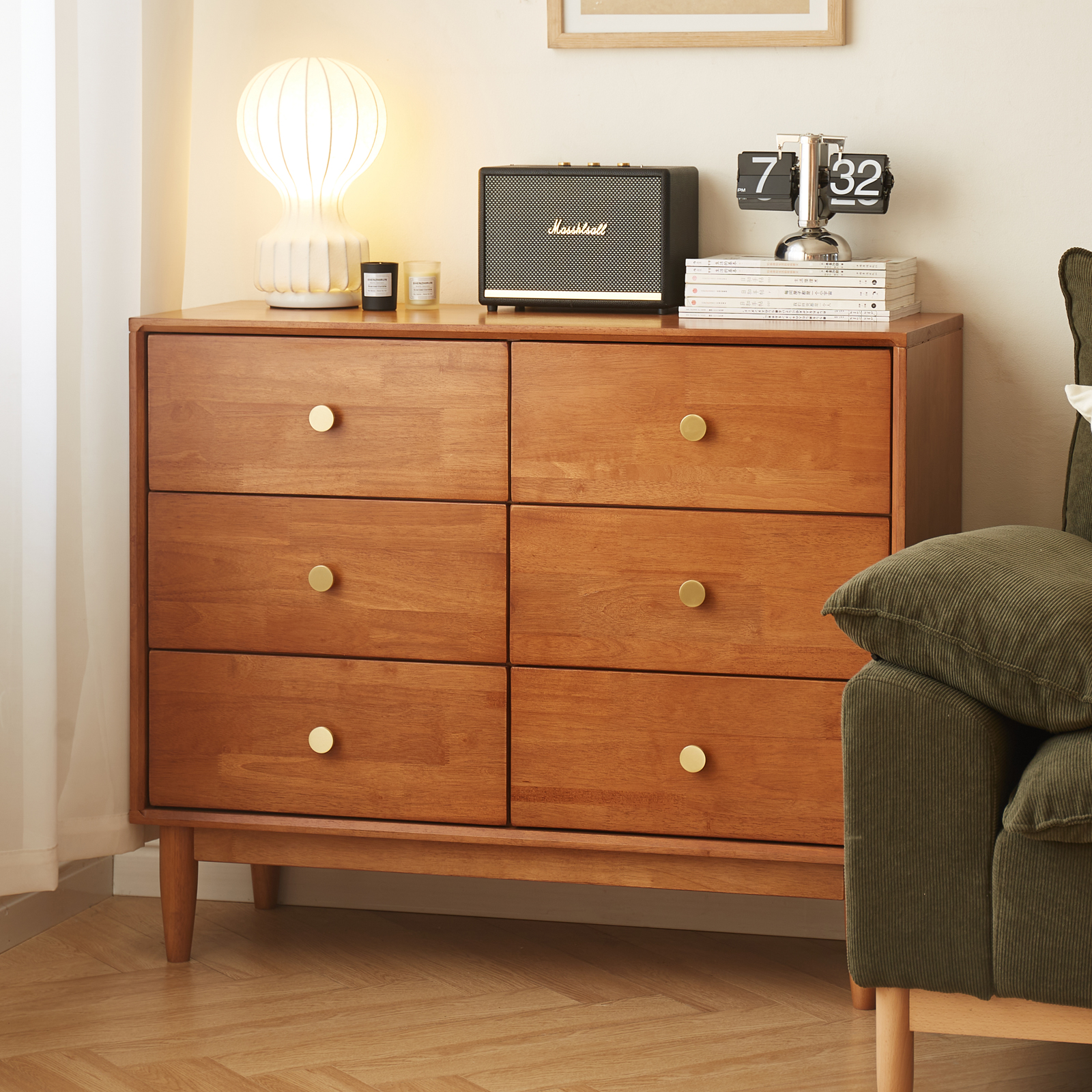 錦木-無垢材 チェスト 9 段 / 6 段 / 5 段 コンパクト収納 レトロ風 シンプルデザイン リビング収納棚チェスト