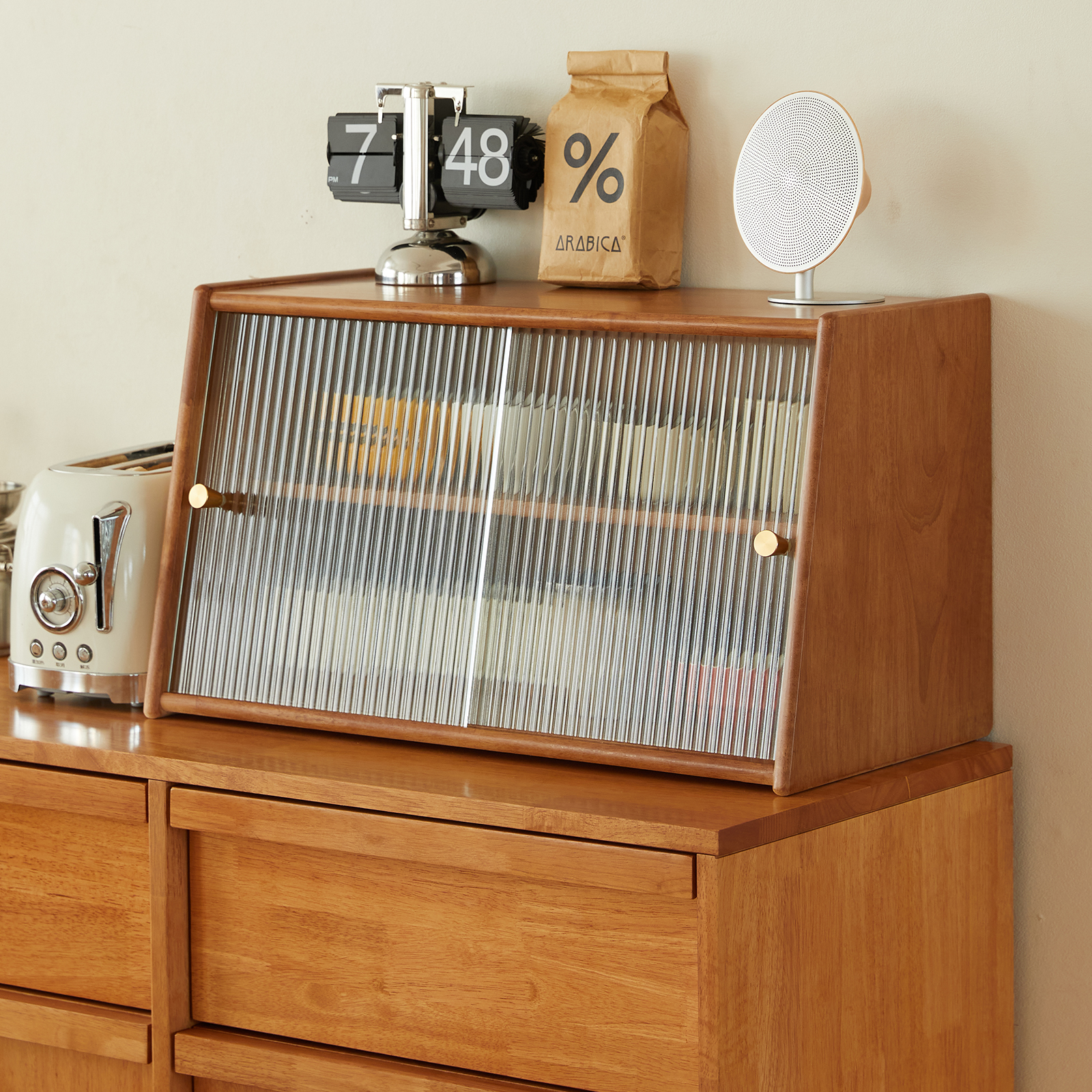 錦木-無垢材卓上収納キャビネット 食器棚 サイドボード カップラック フィギュアケース 防塵 多目的収納 家庭用収納ラック