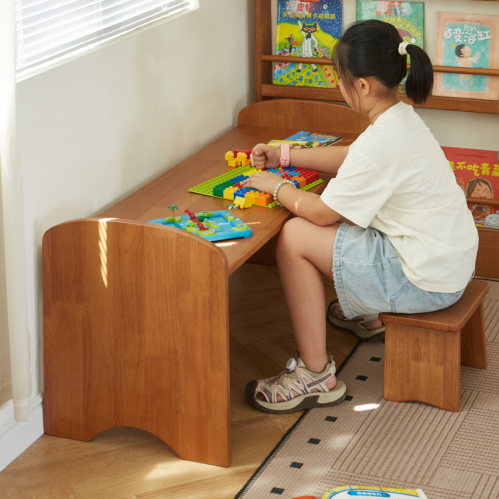 錦木-木製子供用学習机 おもちゃテーブル 知育 お絵かき机 シンプルデスク 家庭用 小学生・中学生向けキッズデスク