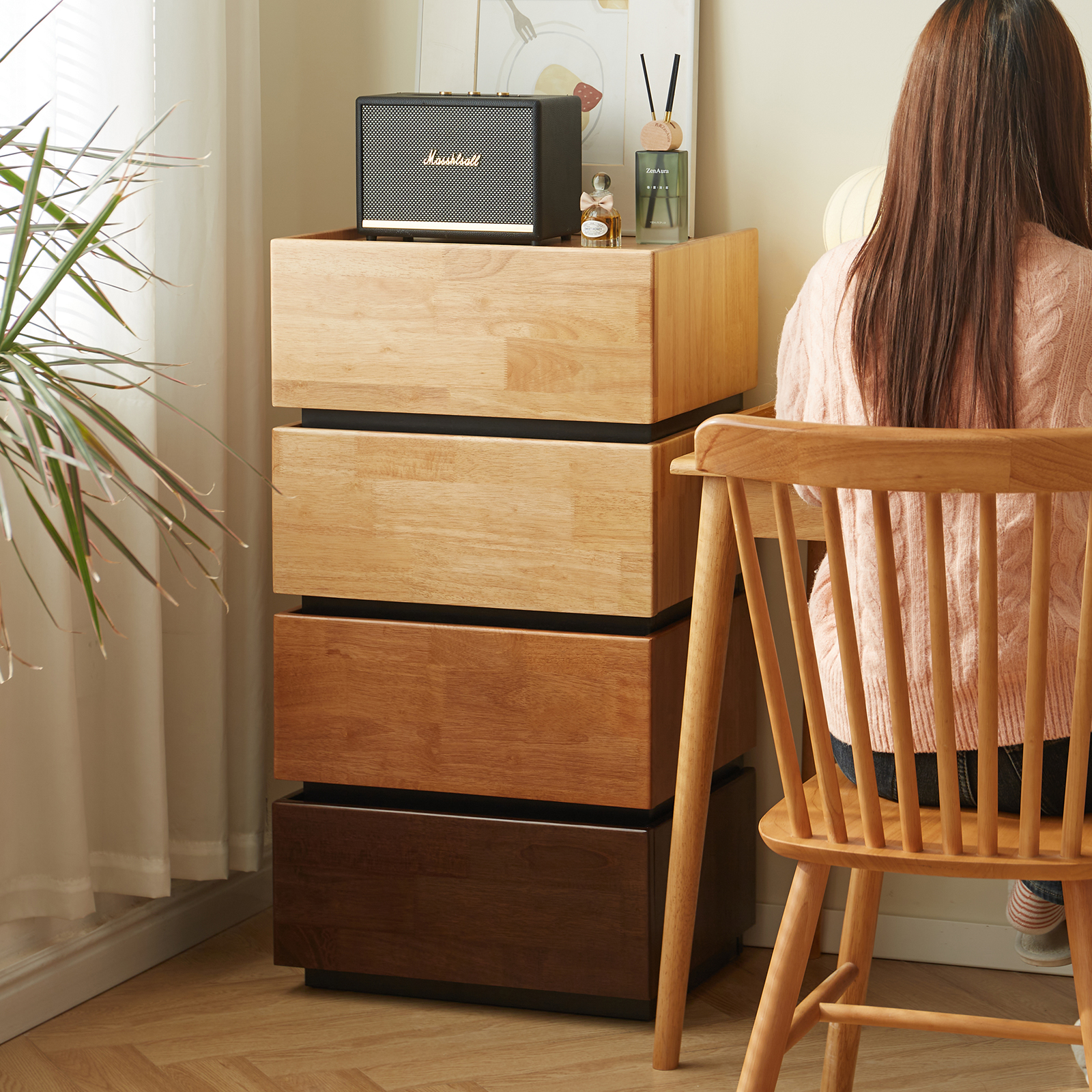 錦木-木製チェスト 収納キャビネット リビング壁際収納 ベッドルームナイトテーブル フリー組み合わせ引出しチェスト 5段チェストチェスト