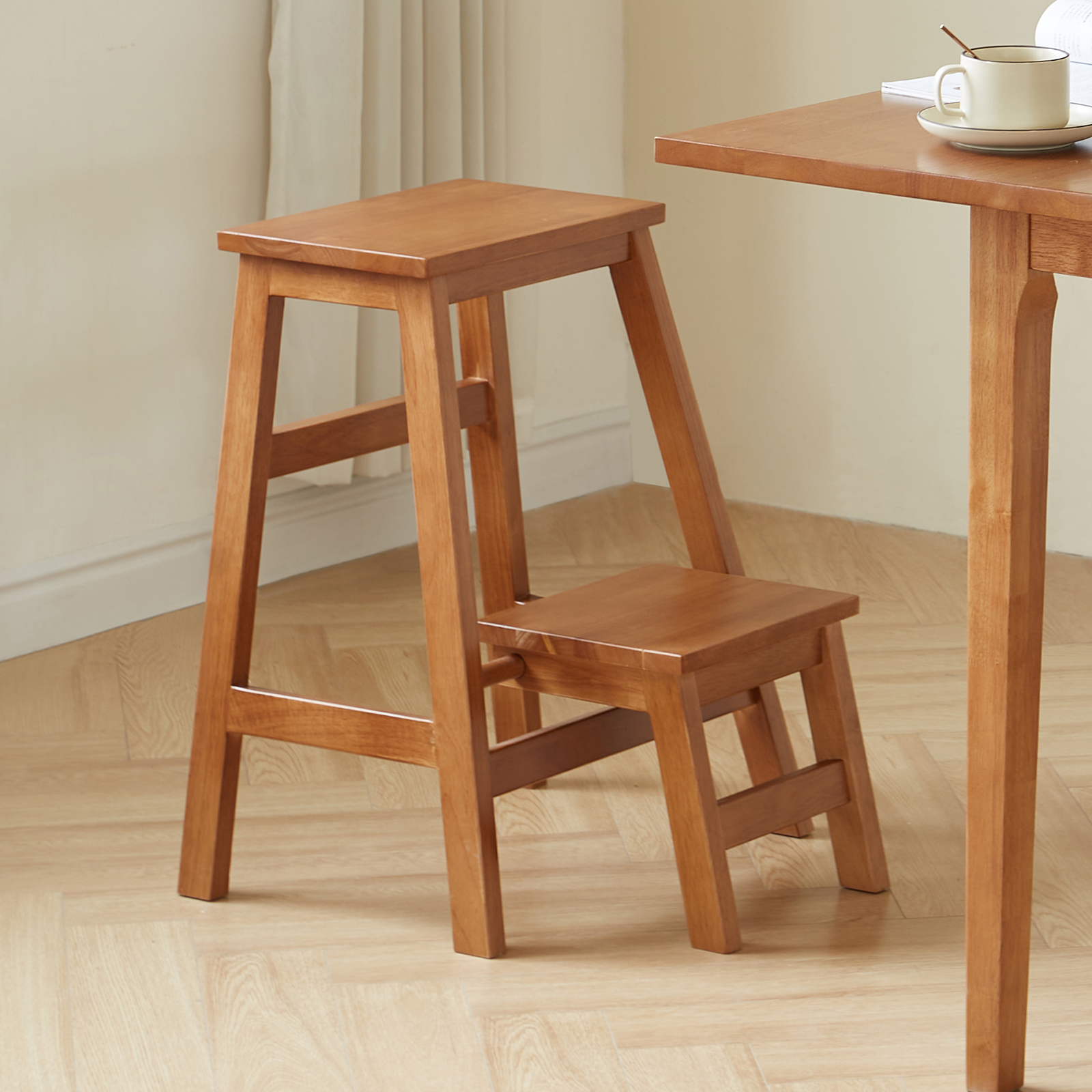 錦木-無垢材 折りたたみ式ステップ台 2 段 多機能 子供用 踏み台 高所作業用 頑丈設計キッズイス