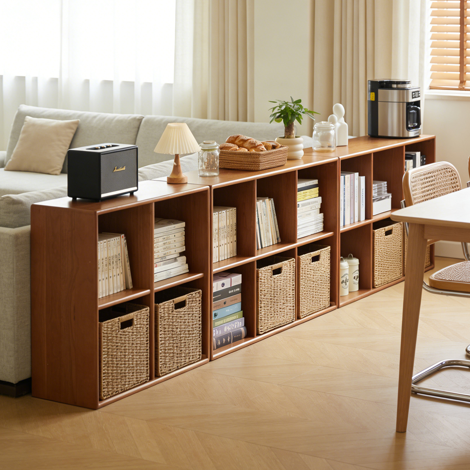 錦木-木製ロータイプ本棚 リビング用展示棚 収納ラック シンプルモダン 家庭向け フリー組み合わせラック棚 / ラック