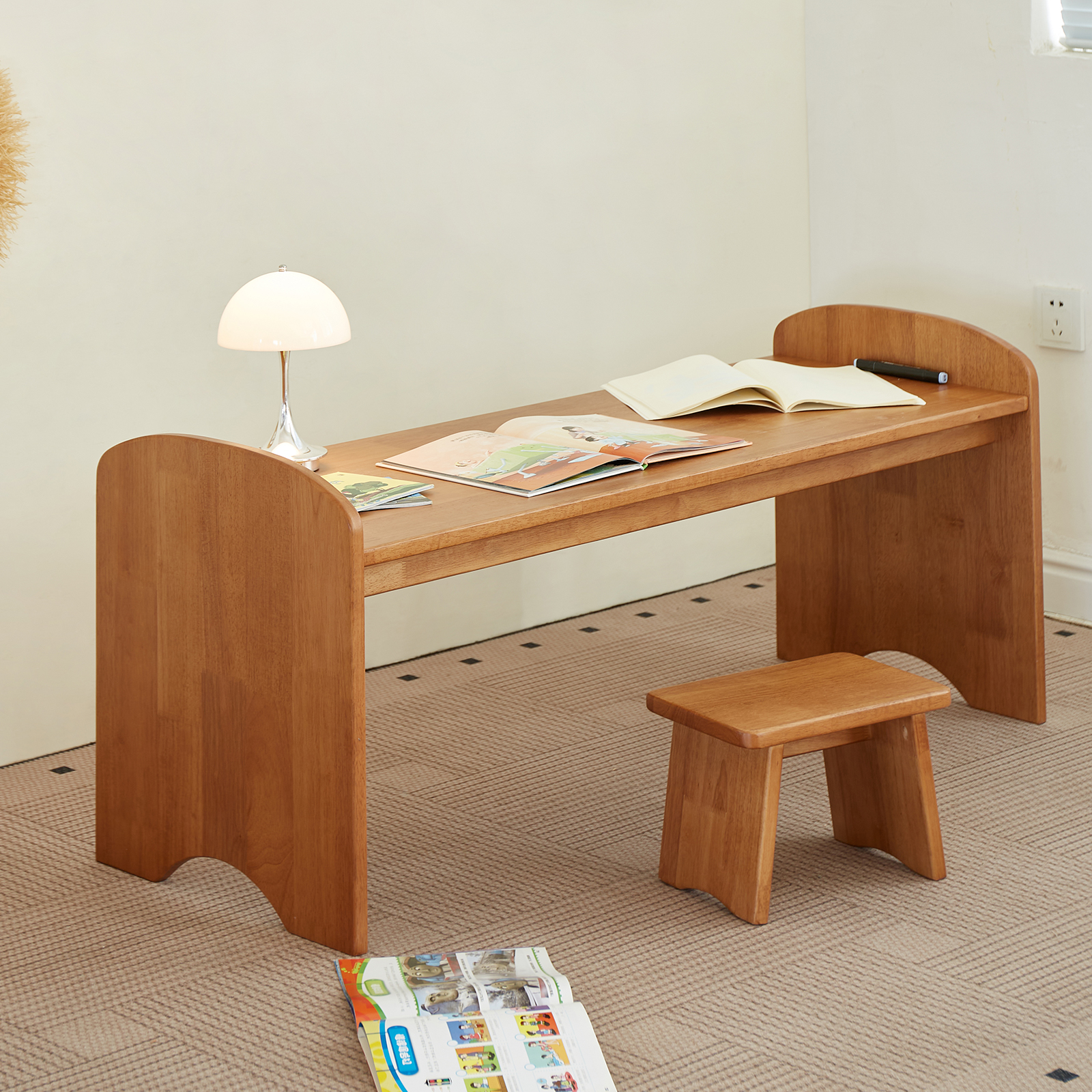 錦木-木製子供用学習机 おもちゃテーブル 知育 お絵かき机 シンプルデスク 家庭用 小学生・中学生向けキッズデスク