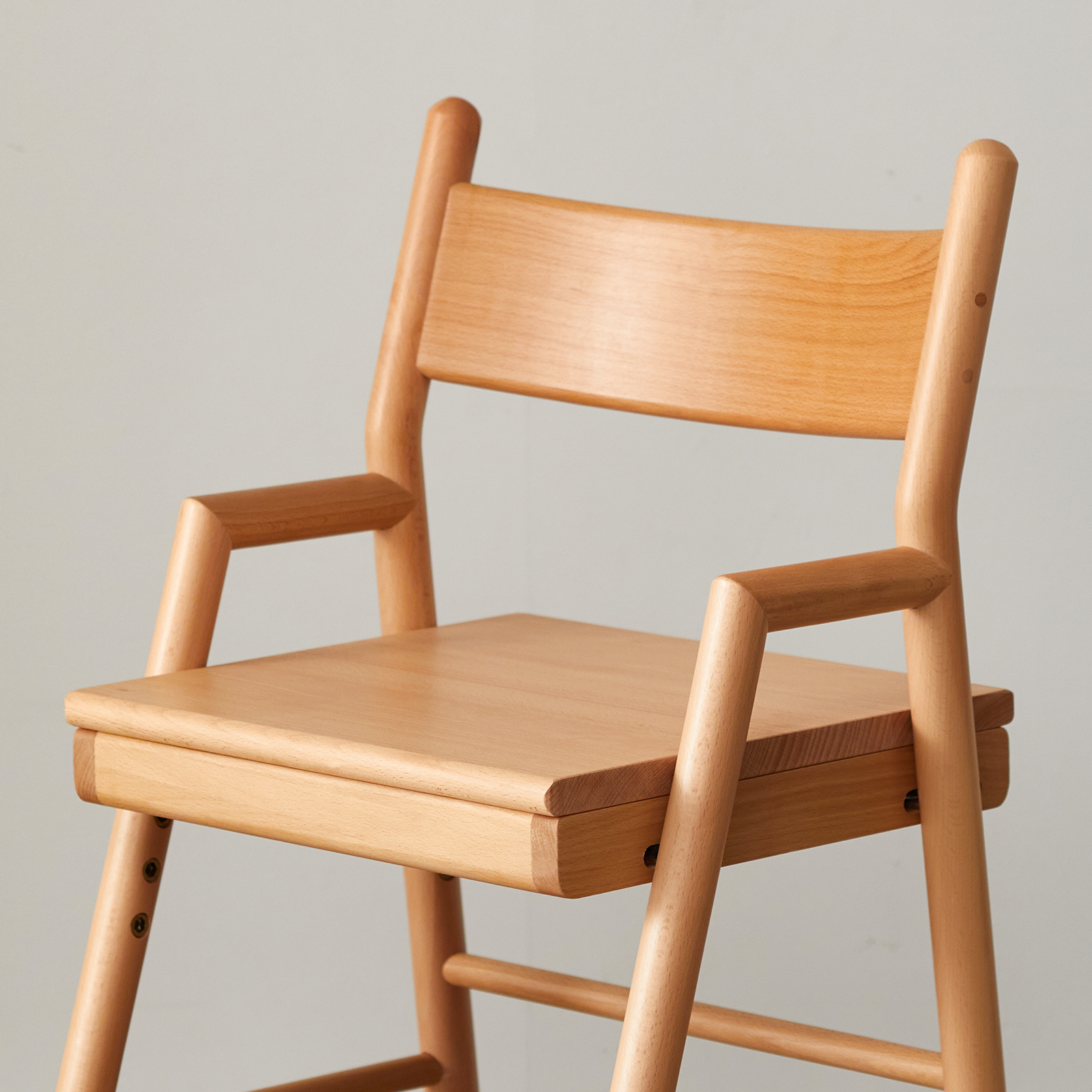 錦木-無垢材キッズ学習チェア 昇降式 背もたれ付き 姿勢矯正椅子 勉強椅子 食事椅子にも使えるキッズイス