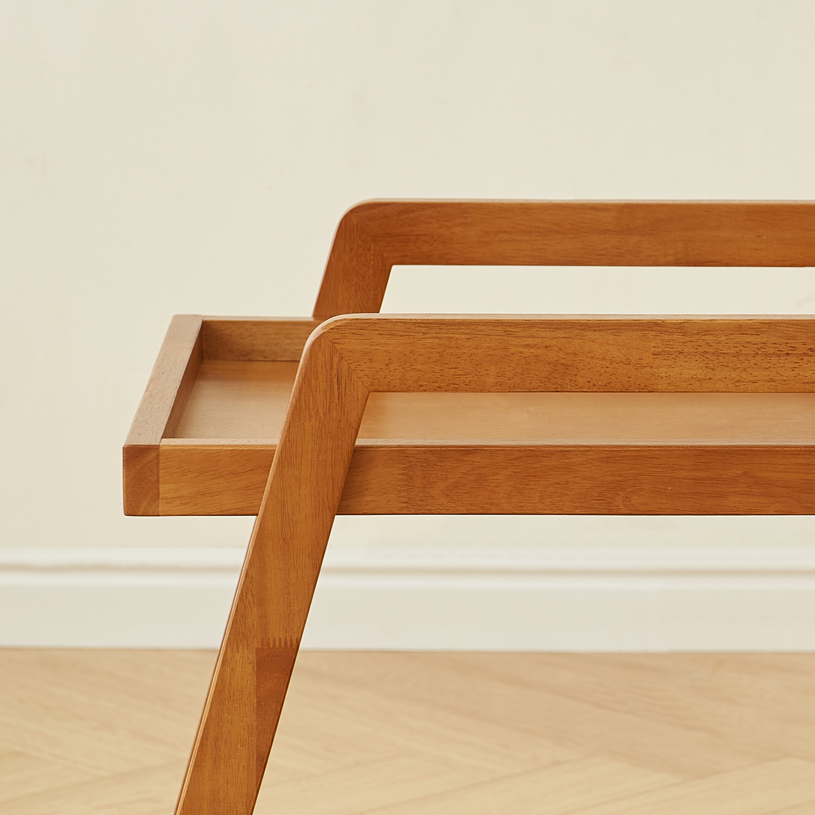 錦木-木製サイドテーブル 2段式 キャスター付きワゴン 北欧風 サイドテーブル/コーヒーテーブル 収納ラックサイドテーブル