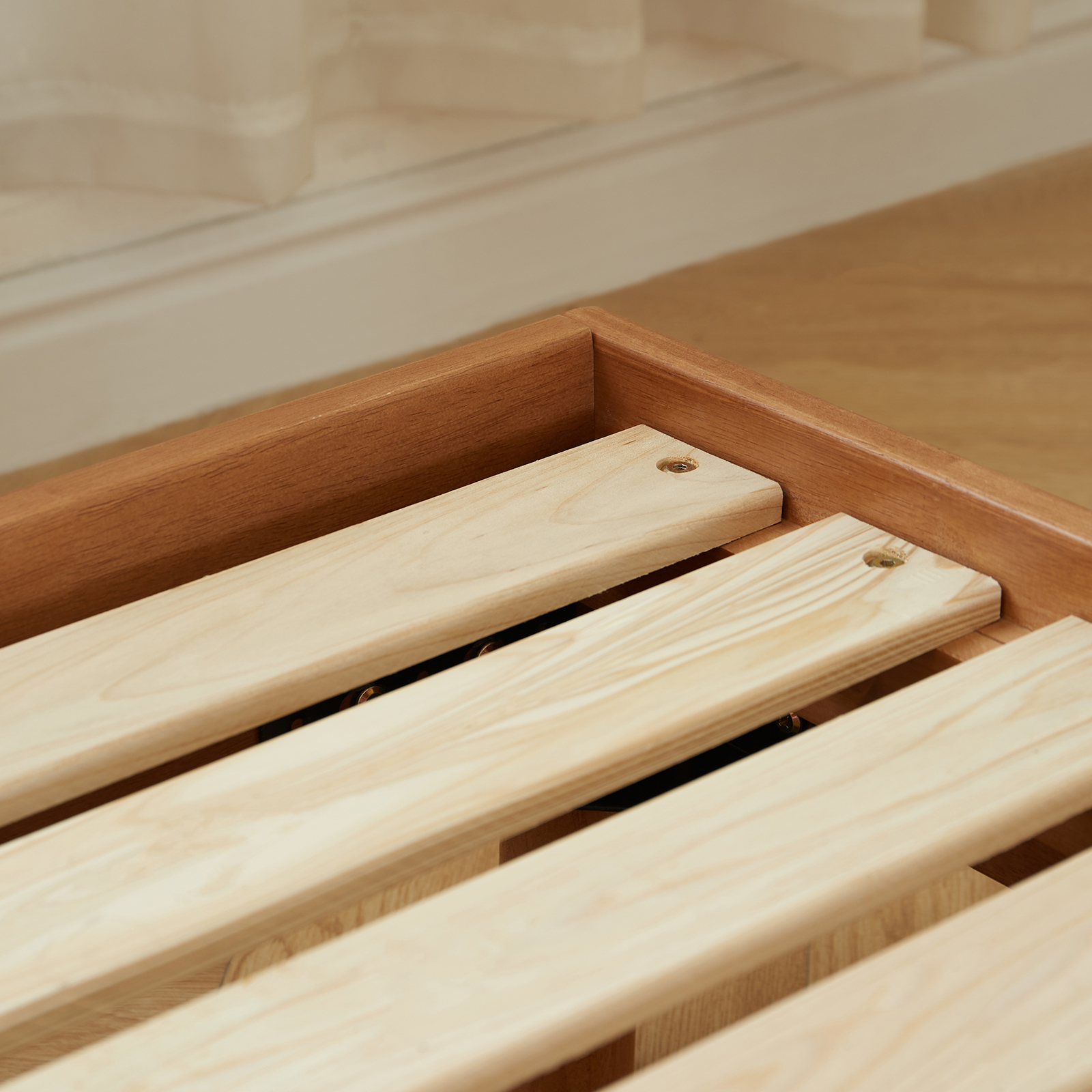 錦木-木製子供用ベッド モンテッソーリ ロータイプベッド 和風畳スタイル ヘッドレス すのこベッド セミダブル 浮いて見えるベッド 低床ベッド