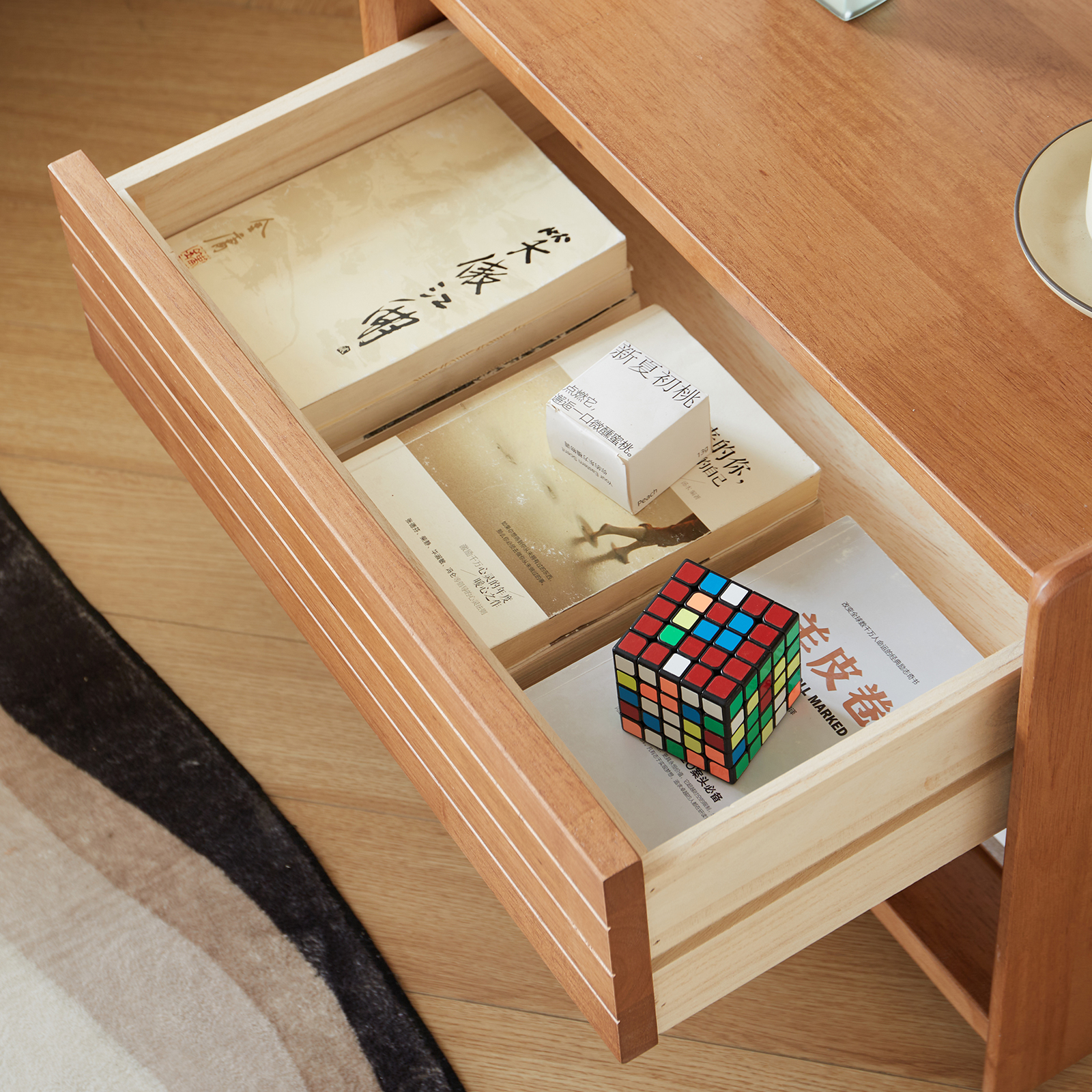 錦木-無垢材ハンガーラック 置き型 寝室・子供部屋用 収納付きキャスター付きワゴン 衣類掛け＆小物収納 縦型ラックハンガーラック