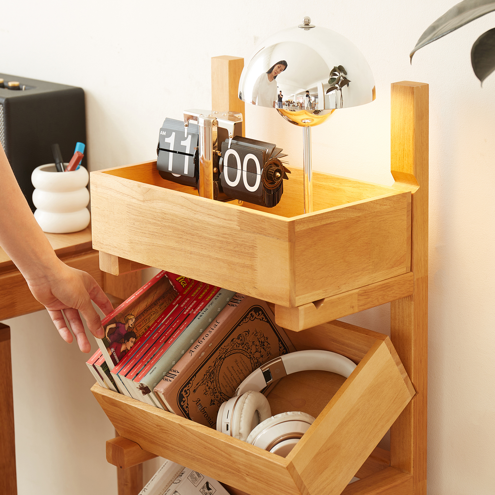 錦木-無垢材収納ラック キッチン野菜・スナック収納 リビングサイドテーブル おもちゃ・本棚にも マルチラック棚 / ラック