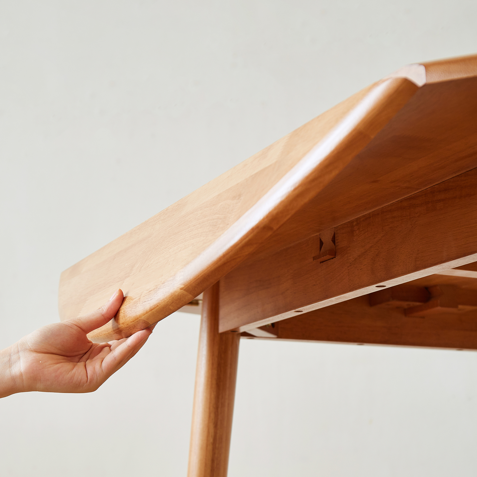 錦木-【無垢材使用】折りたたみ円形ダイニングテーブル 伸縮式スクエアテーブル 2WAY チェリー色 小户型対応 ダイニングチェアセットダイニングテーブル