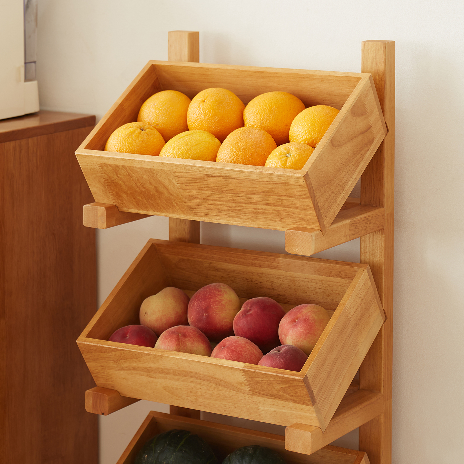 錦木-無垢材収納ラック キッチン野菜・スナック収納 リビングサイドテーブル おもちゃ・本棚にも マルチラック棚 / ラック