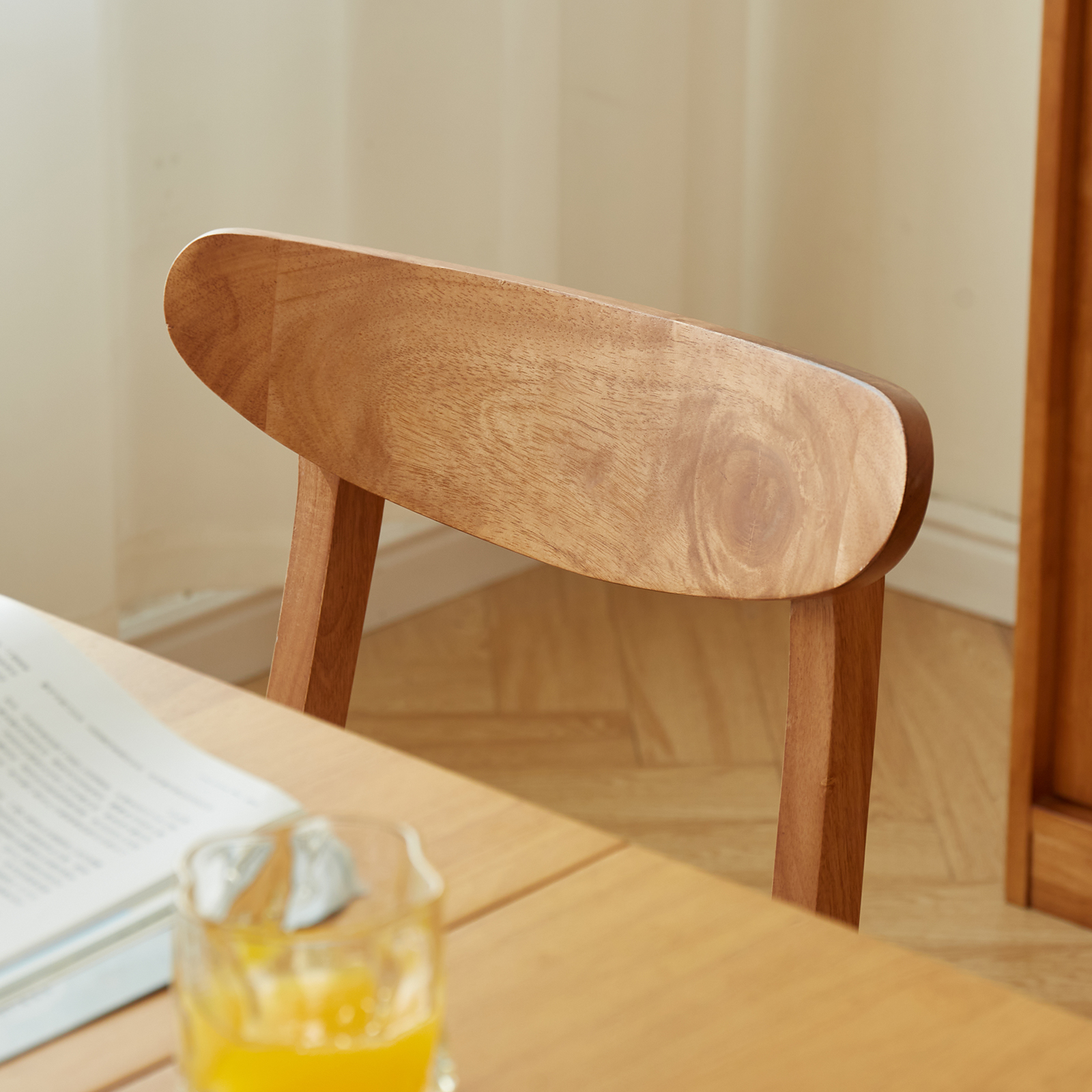 錦木-チェリー色 無垢材調 ダイニングチェア バッファローチェア クッション付き テーブルセット対応 リビングダイニングダイニングチェア