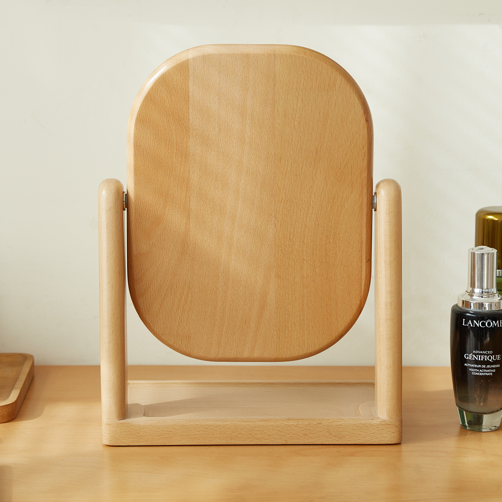 錦木-無垢材化粧鏡 卓上型 回転式 高反射 レトロシンプル ブナ材 寝室用 ドレッサーミラー化粧鏡