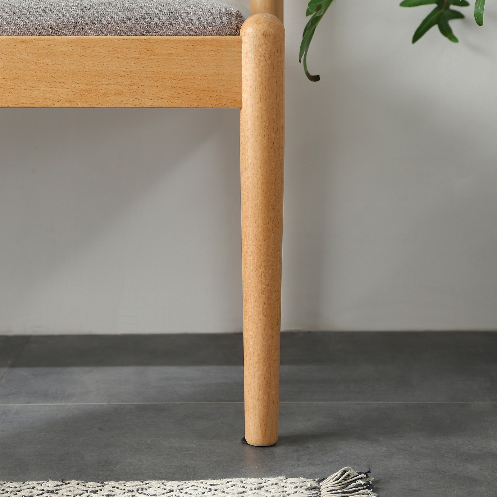 錦木-無垢材ロングベンチ 北欧風シンプル 布張り 2人掛け クッション付き 玄関ベンチ ベッドサイドベンイニングチェア