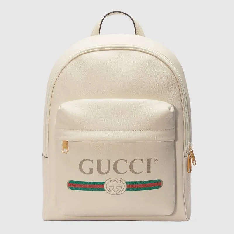 GUCCI プリント レザー バックパック[男女兼用]-ホワイト