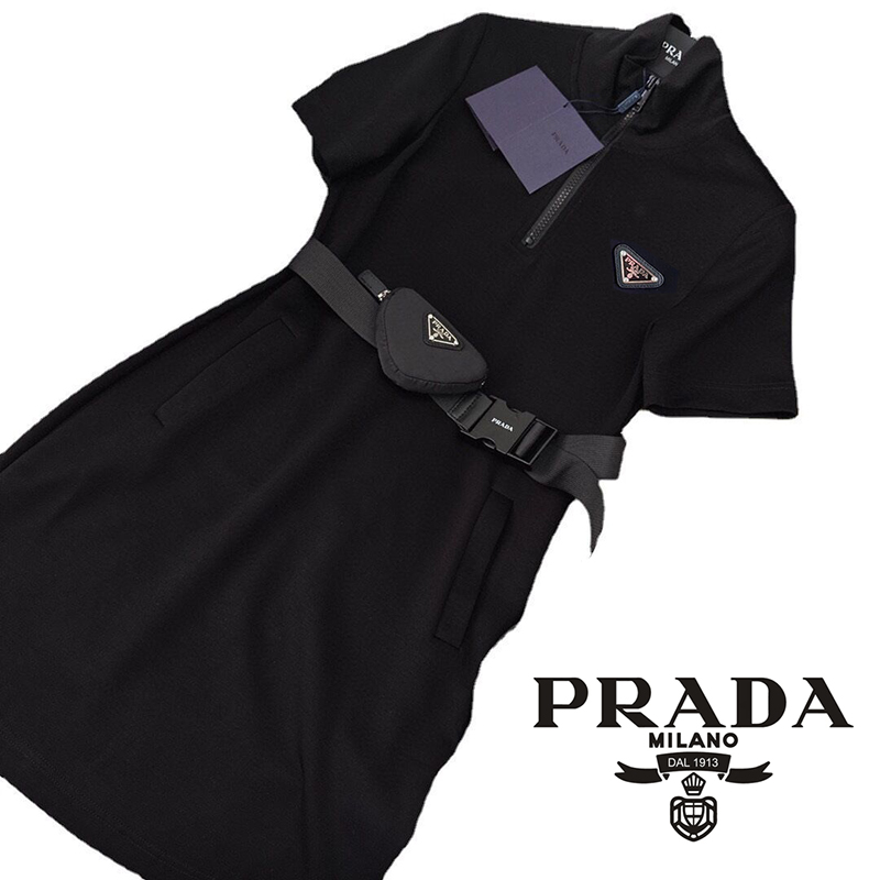 プラダ ロゴ ベルト付き Re-nylon ワンピース