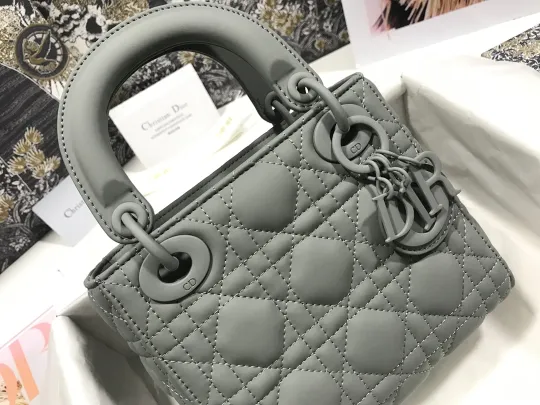 Lady Diorトリコロールサテンチェック牛革