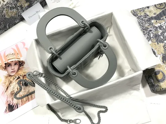 Lady Diorトリコロールサテンチェック牛革