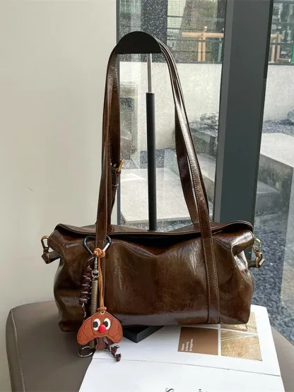 復古真皮包包女小衆設計油蠟皮大容量腋下托特斜挎包