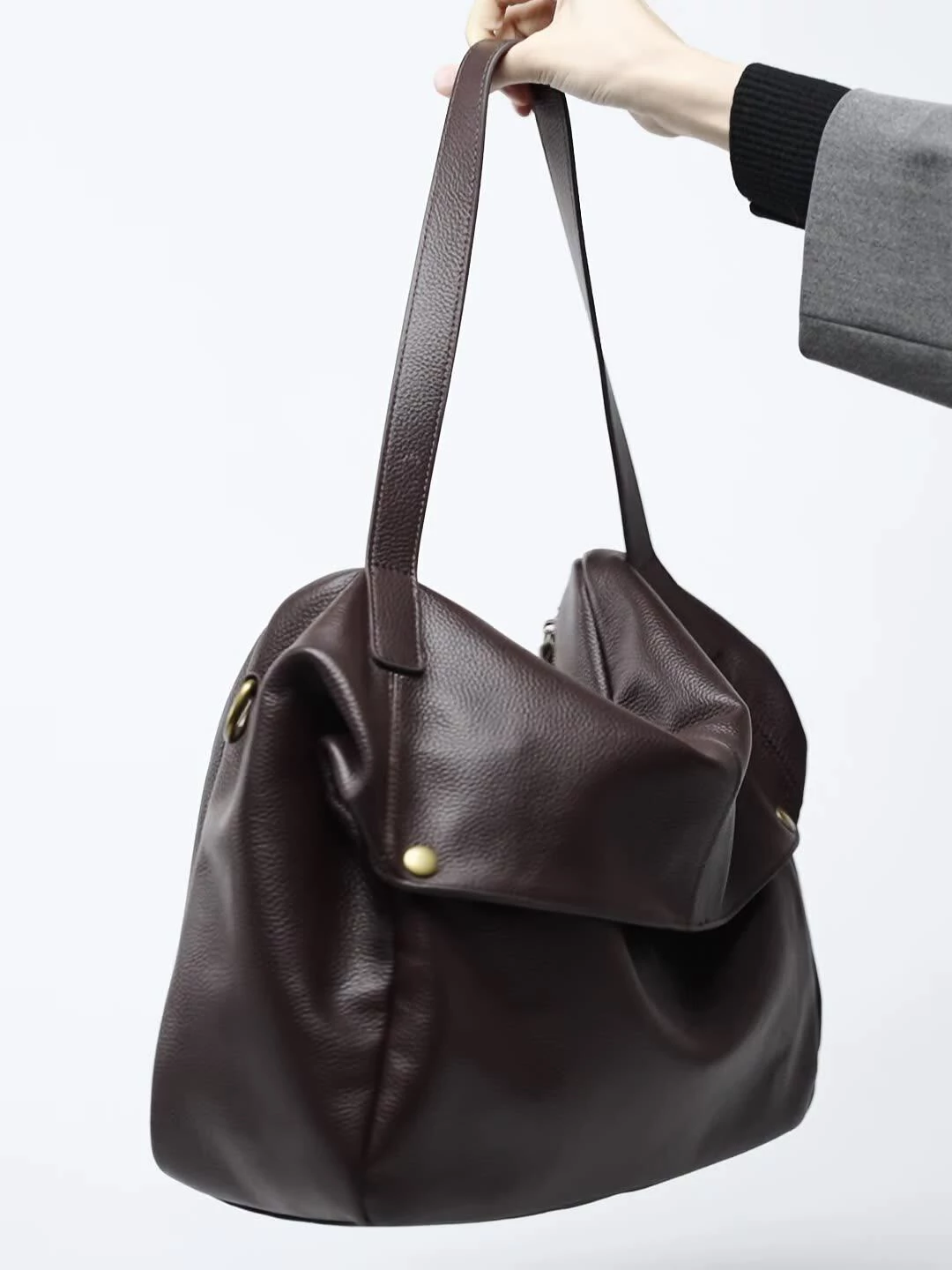 大容量單肩真皮大包歐美風軟皮托特包簡約休閒女包