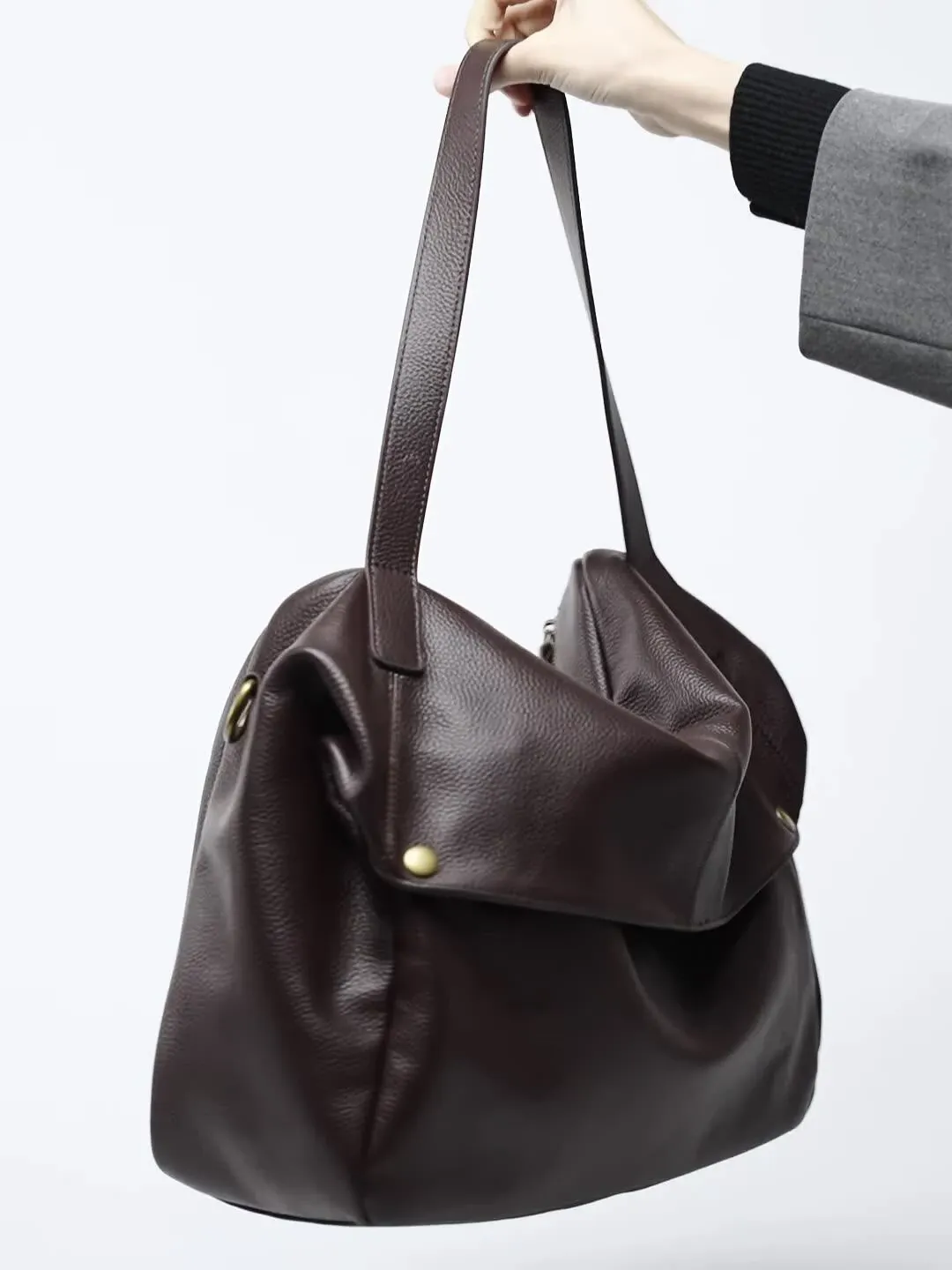 大容量單肩真皮大包歐美風軟皮托特包簡約休閒女包