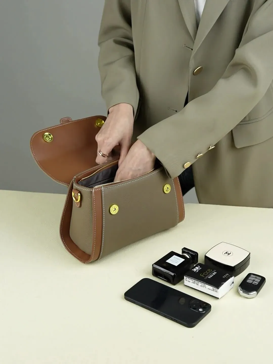 頭層牛皮高級質感時尚手提包斜挎包小衆輕奢單肩包百搭