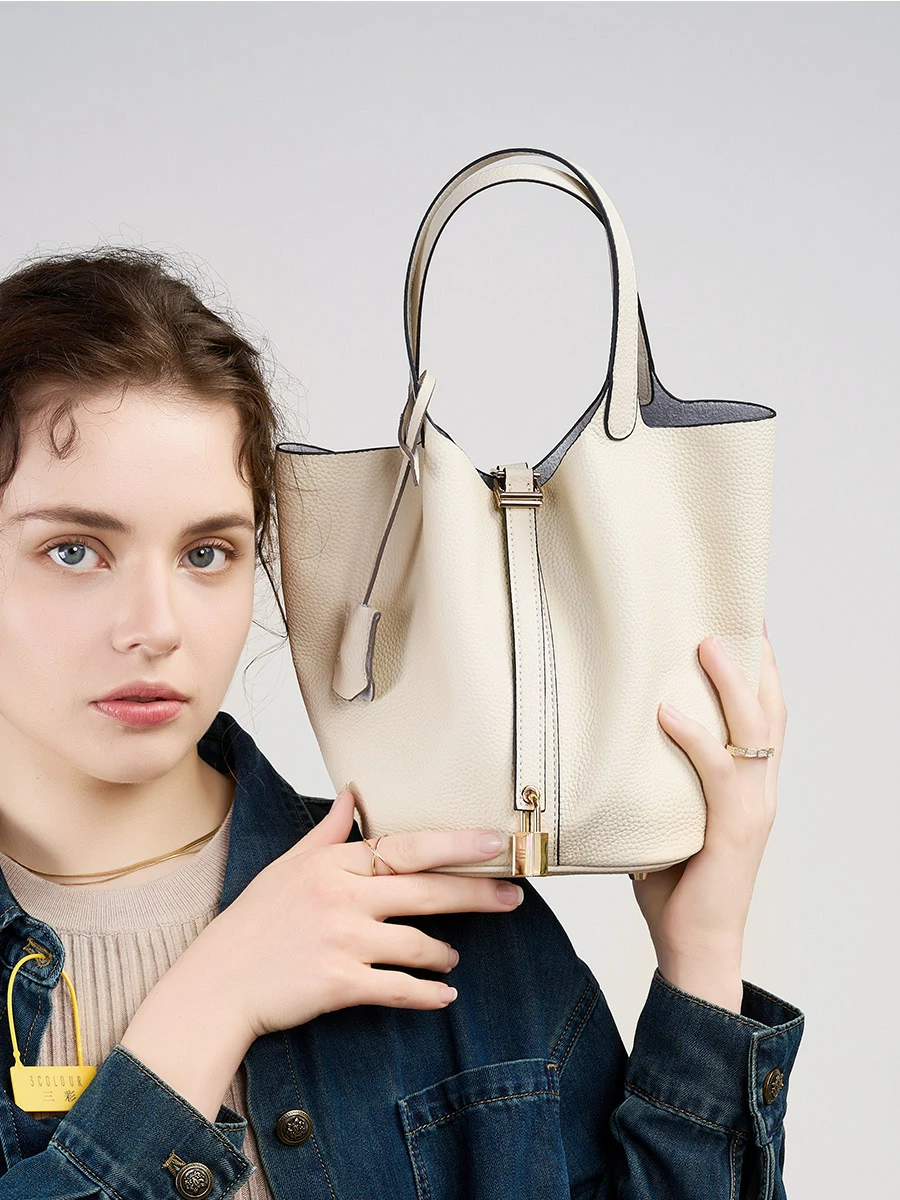 新款水桶包菜籃子女包真皮高級感手提包