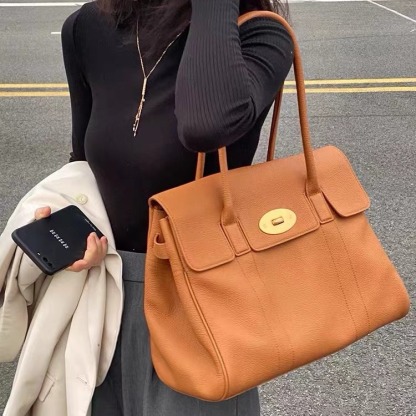 高級感夏頭層牛皮托特包大容量通勤時尚單肩包手提軟皮包