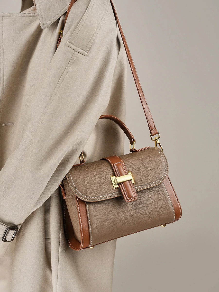 頭層牛皮高級質感時尚手提包斜挎包小衆輕奢單肩包百搭