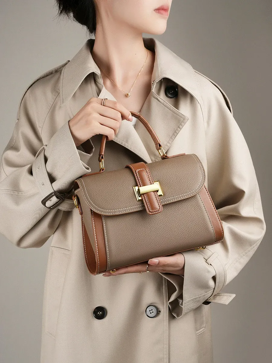 頭層牛皮高級質感時尚手提包斜挎包小衆輕奢單肩包百搭