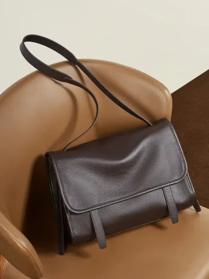 小衆復古揹包托特通勤鬆弛真皮單肩斜挎手提郵差包