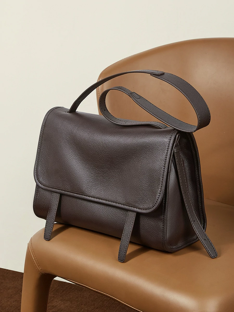 小衆復古揹包托特通勤鬆弛真皮單肩斜挎手提郵差包