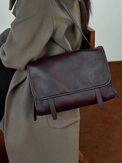 小衆復古揹包托特通勤鬆弛真皮單肩斜挎手提郵差包