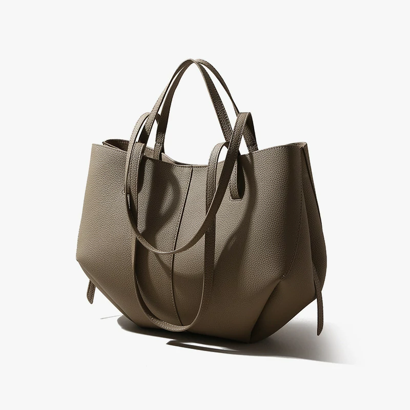 頭層牛皮手提包真皮女包通勤高級感輕奢單肩包女托特包大容量