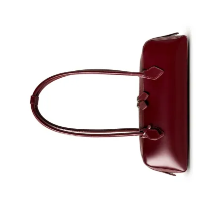 韓國小衆設計單肩大容量牛皮腋下包長條紅色法棍包