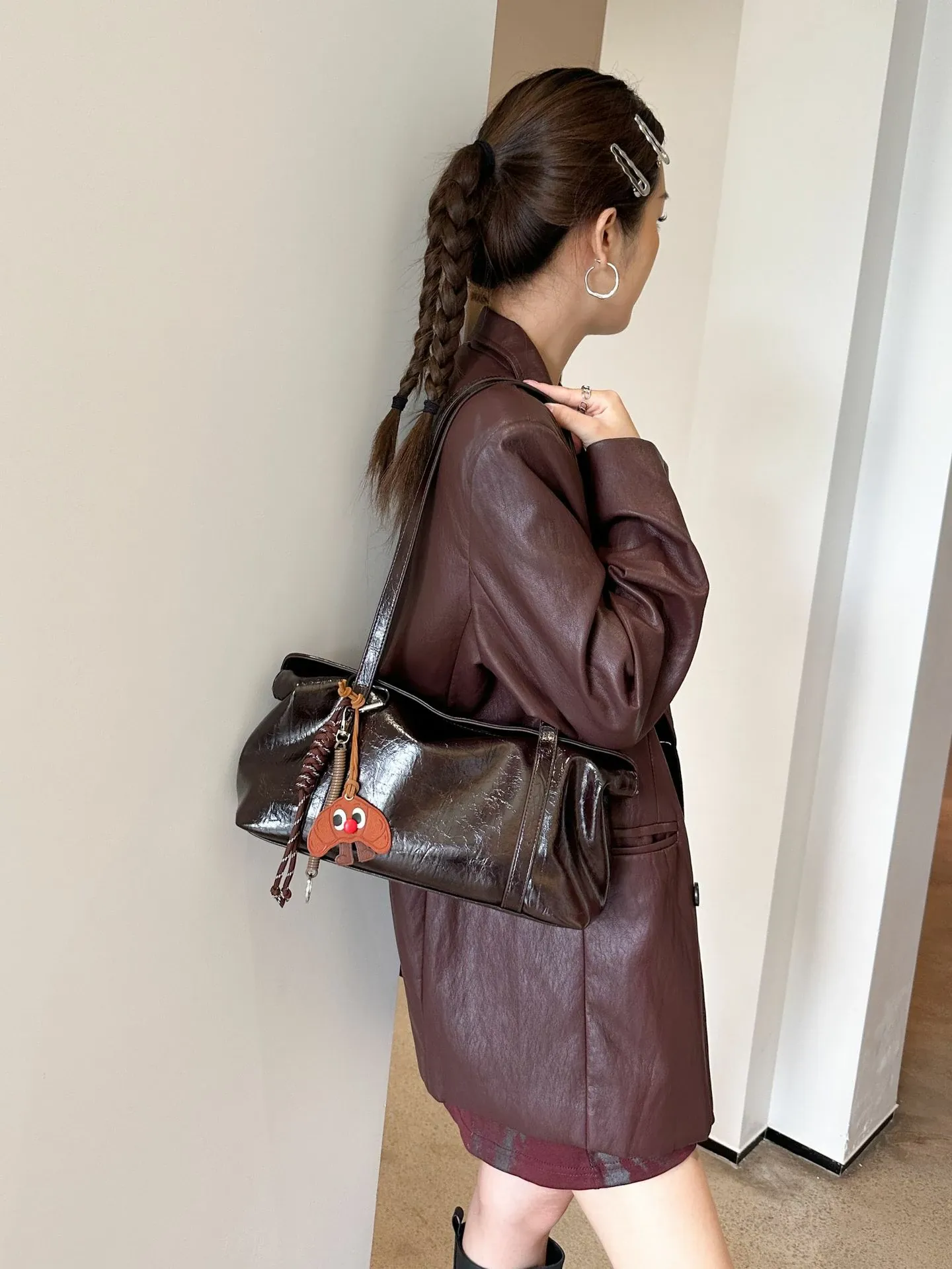 復古真皮包包女小衆設計油蠟皮大容量腋下托特斜挎包