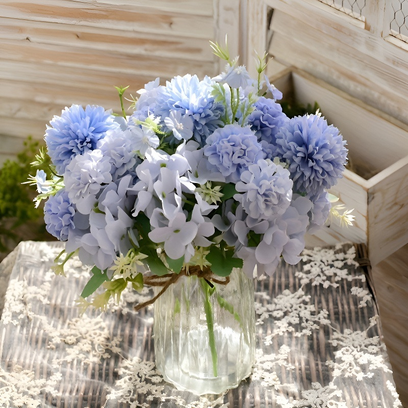 乾花繡球花擺件客廳桌面裝飾花瓶