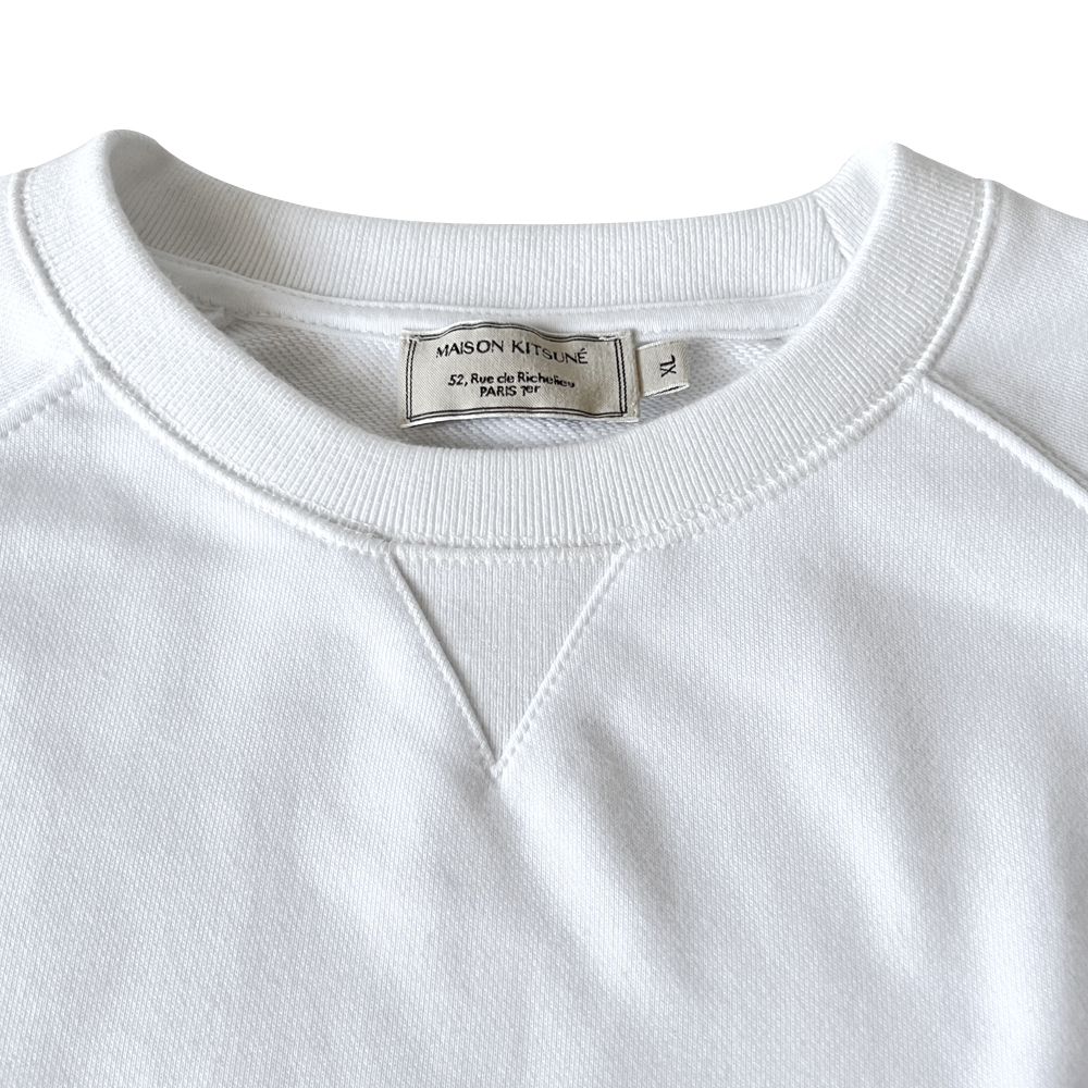 (Maison Kitsune専用袋付き) MAISON KITSUNE メゾンキツネ スウェット トップス カットソー トレーナー 長袖 刺繍 レディース メンズ ブラック ホワイト FOX HEAD PATCH AM00303KM0001