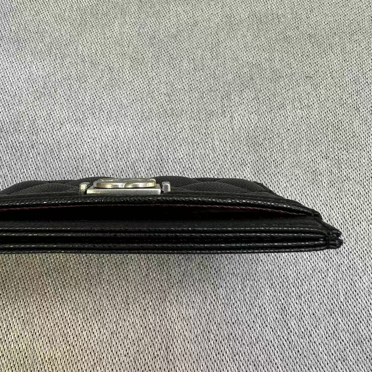 シャネル CHANEL ボーイ カードケース タイムレス クラシックライン 名刺入れ 定期入れ グレインカーフレザー