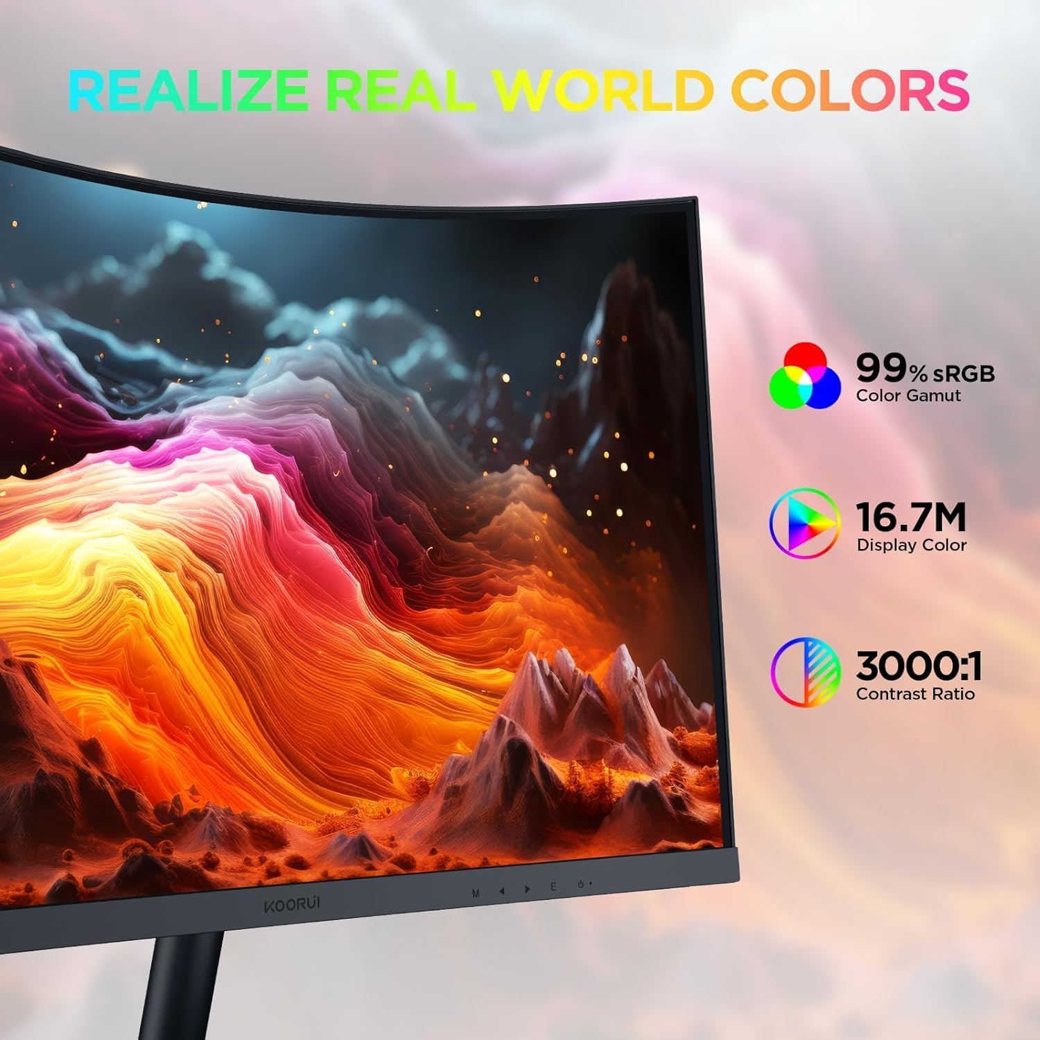 KOORUI 24 inch Curved Monitor, FHD 1080P Curved Computer Monitor,100Hz 1500R PC Screen, HDMI VGA, Tilt Adjustment, LCD Display, Eye Care, Black 24N5CA