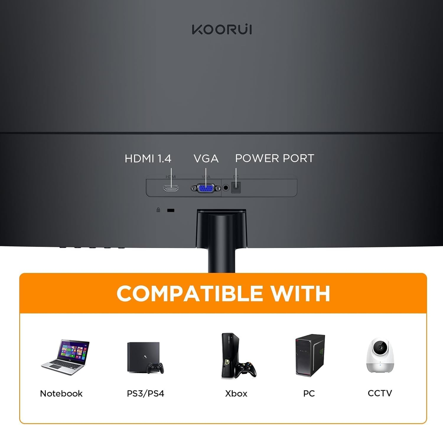 KOORUI 24 inch Curved Monitor, FHD 1080P Curved Computer Monitor,100Hz 1500R PC Screen, HDMI VGA, Tilt Adjustment, LCD Display, Eye Care, Black 24N5CA