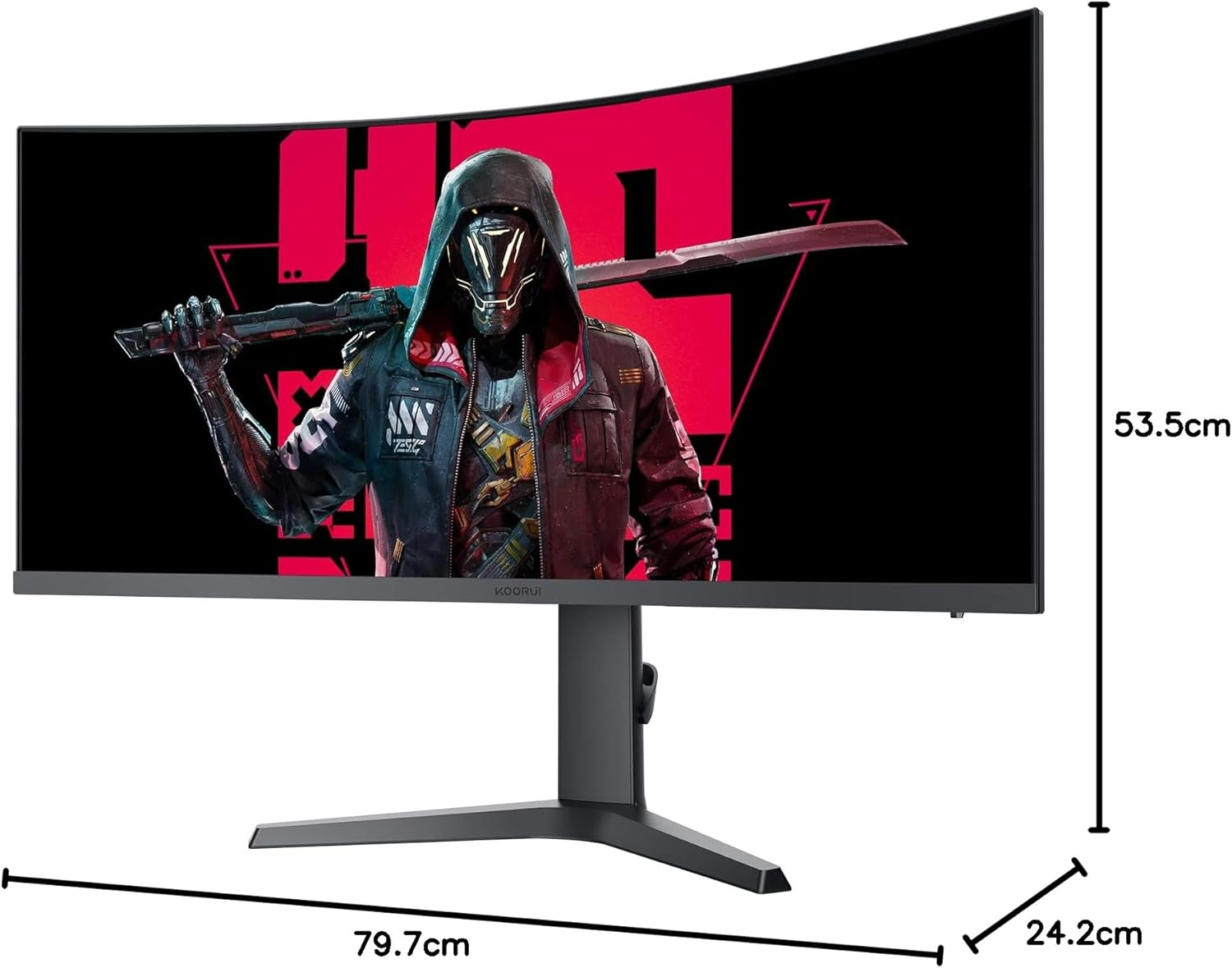 KOORUI 34 Inch Ultrawide Curved Gaming Monitor, 165Hz, WQHD 1440P, 1000R, MPRT 1MS, HDR 400, 2x HDMI 2.0, 1x DisplayPort 1.4, AdaptiveSync, Tilt/Height Adjustable, Black