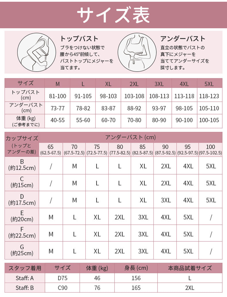 大きい サイズ ブラ サイズ表 ヴェーミア