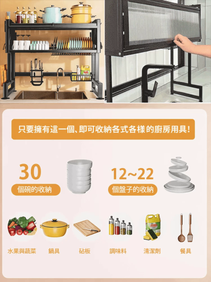 廚房置物架家用碗盤廚具收納整理架可瀝水水槽上方置物架