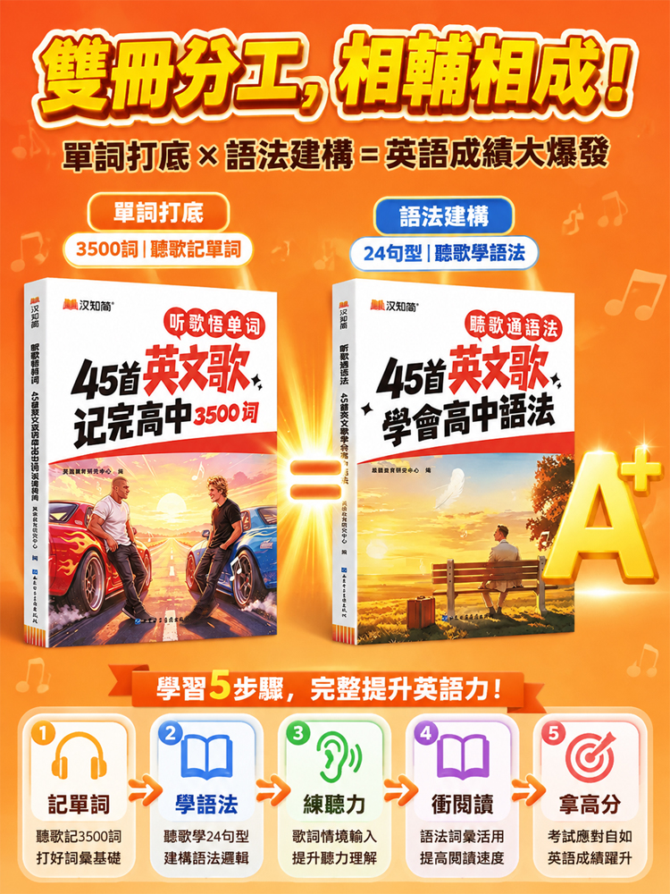 聽歌悟單字45首英文歌記完高中3500字+45首英文歌學會高中文法