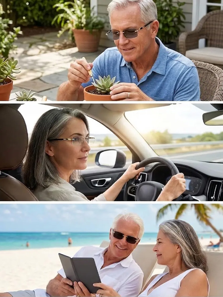 感光變色防藍光無框老花眼鏡