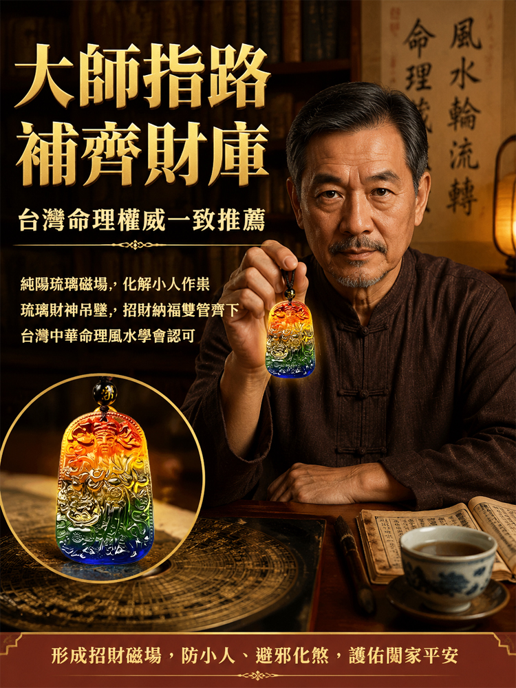 【三彩齊聚】古法手工琉璃財神吊墜