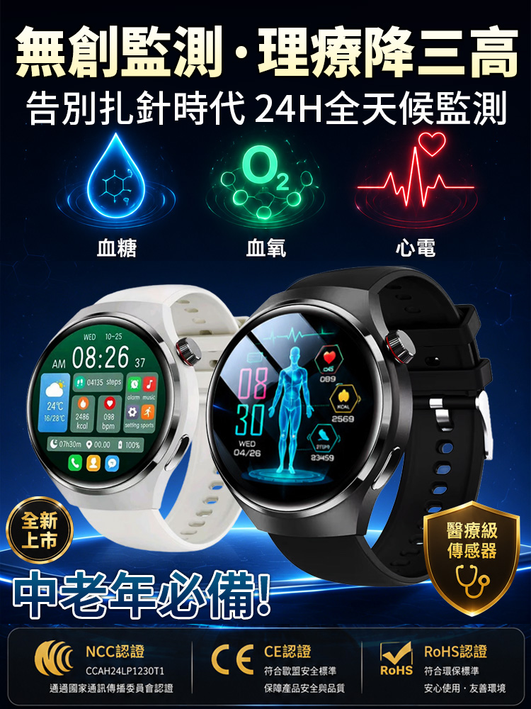 非侵入性智慧型血糖手錶 降三高
