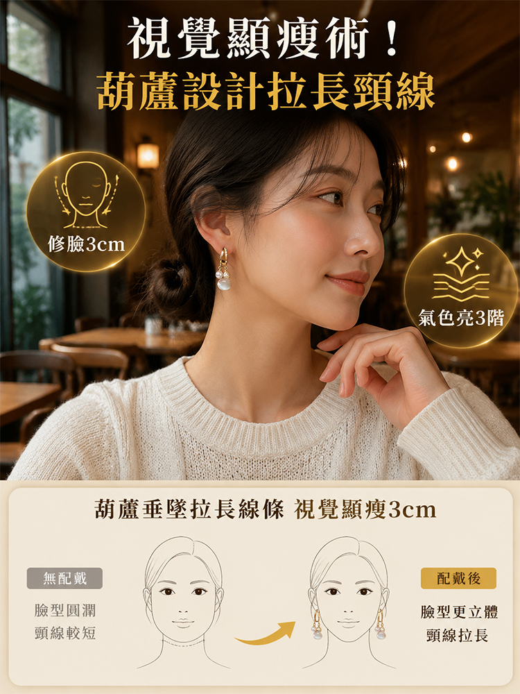 【福祿雙全】銀針貓眼石葫蘆耳環