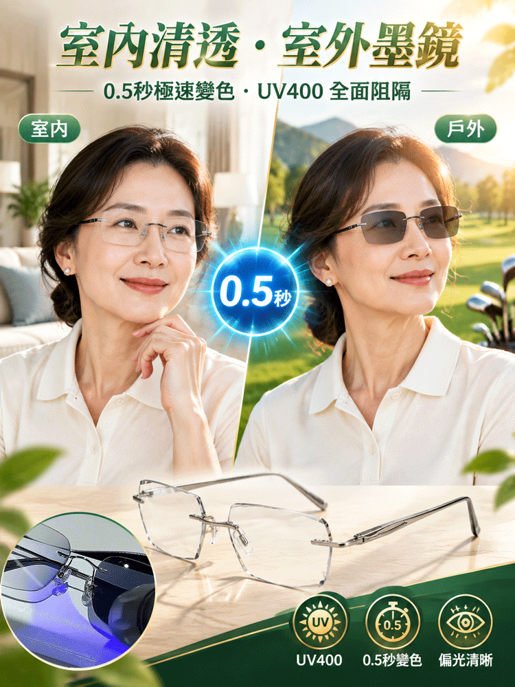 【設計師聯合打造】滿天星智慧變焦變色老花眼鏡
